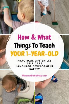 Things To Teach A 1-Year-Old 1 Year Play Ideas, Activities For 3 Month Old, Baby Activities 1 Year, Activities For One Year Olds, Baby Development Activities, 1 Year Baby, 3 Month Old, Baby Play Activities