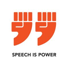 the logo for speech is power