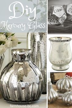 a collage of silver vases and other items with the words diy on them