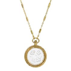 A vintage inspired design, this stunning pocket watch-style pendant necklace from 1928 features a glass stone with a carved floral motif. A vintage inspired design, this stunning pocket watch-style pendant necklace from 1928 features a glass stone with a carved floral motif. Metal: alloy Length: 16 in. with 3-in. extender Plating: gold tone Finish: polished Material: glass Pendant length: 1.6 in. Clasp: lobster claw Not appropriate for children 14 years old and younger. Size: One Size. Color: Mu Channel Jewelry, Chic Fashionista, 1928 Jewelry, Vintage Inspired Jewelry, Carved Stone, Flower Pendant Necklace, Glass Pendant Necklace, Vintage Inspired Design, Adjustable Necklace