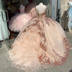 Rose Gold Sweet 16 Quinceanera Dresses Sequins Appliques Sweetheart Ball Gowns | eBay Aurora Quinceanera Theme Dress, Pale Pink Quinceanera Dresses, Rose Gold Quinceanera Dresses Mexican, Pink Gold Quinceanera Dress, Quince Rose Gold Dress, Champagne Pink Quinceanera Dresses, Rose Gold Xv Dresses, Beige Quinceanera Dresses, Rose Gold Quinceanera Dress