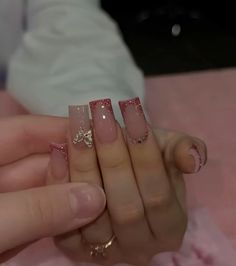 Squared Short Nails Ideas, Nail Ideas Medium Square, Buchona Nails Short, Hoco Nails For Black Dress, Short Quince Nails, Pink Tip Nails, Acrylic Toe Nails, Simple Gel Nails, Colored Acrylic Nails