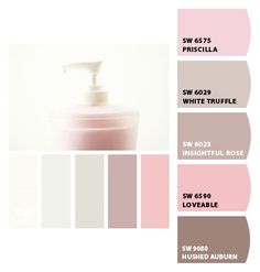 the color scheme is pink, white and grey with different shades to choose for it