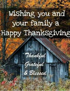 a happy thanksgiving card with the words, wishing you and your family a happy thanksgiving