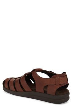 This fisherman sandal made with textured leather straps is well cushioned with a latex foam footbed for comfort and support. Adjustable strap with buckle closure Foam-cushioned footbed Leather upper/leather and textile lining/rubber sole Imported Spring Illustration, Mens Sandals, Tan Leather, Leather Straps, Adjustable Straps, Leather Upper, Lookbook, Fashion Inspo, Shoe Accessories