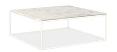 a white coffee table with a marble top and metal frame on an isolated white background