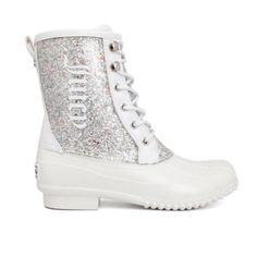 About This Item. This Fun Fashionable Glittery Rainboot Is As Trendy As It Is Comfy For Your Everyday Outfit. Soft Man Made Materials. Can Be Dressy Or Casual To Be Worn With Jeans, Shorts Or A Skirt. Heel Height - Flat Shaft Height - 6", Circumference - 12.5" Shoe Width - Medium Pull-On Closure Memory-Foam In Insole Offers Extra Comfort Rubber Upper, Faux Shearling Lining, Thermoplastic Rubber Outsole Manmade Polyurethane Spot Clean We Ship Fast, And We Ship Out Same Business Day. Features: Rai Juicy Couture Boots, Womens Duck Boots, Black Winter Boots, Sequin Boots, Juicy Couture Shoes, Black Rain Boots, Duck Boot, Faux Suede Boots, Womens Rain Boots