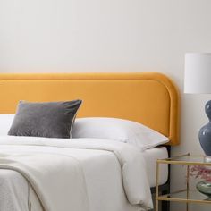 PRICES MAY VARY. MID-CENTURY MODERN: This beautifully modern velvet headboard is an elegant piece that accents your King bed frame and makes your space your own SUBTLE DETAILS: With a rounded design, stitched accents, and a tufted border, this King headboard adds character and style without being overbearing ADJUSTABLE HEIGHT: This yellow headboard has a maximum height of 45", a minimum height of 39.75", adjusts in 2" increments and is designed to work as a wall mounted headboard QUALITY DESIGN: Yellow Headboard, Wall Mounted Headboards, Modern Headboard, Arched Headboard, Full Headboard, Full Size Bed Frame, Yellow Bedding, Velvet Headboard, Full Bed Frame