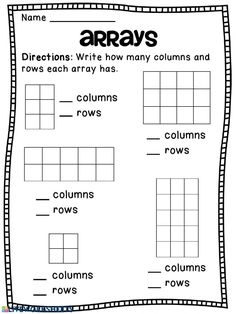 the worksheet for an array to help students learn how to write and draw