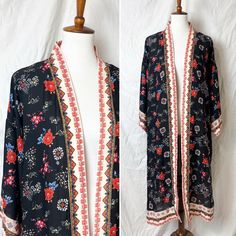 Nwt Beautiful Max Studio Black Floral Print Open Front Long Kimono Style Boho Jacket - Women’s Size Xl Lightweight, Flowy Fabric Long Sleeve Open Front Machine Washable New W/Tags // Never Worn // Excellent Condition Fall Boho Gothic Sheer Bohemian Floral Southwestern Asian Kimono Maxmara Anthropology Boho Jacket, Duster Jacket, Flowy Fabric, Black Floral Print, Boho Fall, Bohemian Floral, Long Kimono, Kimono Style, Floral Kimono