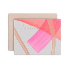 a card with pink and orange designs on the front, reads you create light of brightness