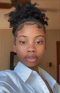 Wavy Edges Hair, Puff With Edges Natural Hair, Swirl Edges Hair, High Puff Edges, Black Edges Hair, Middle Edges Braids, High Puff Natural Hair Edges, Swoop Edges With Braids, Edge Designs Hair