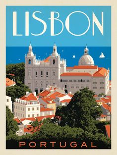 an image of a cityscape with the words lisbon in english and spanish