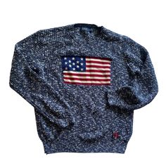 Super Comfy Polo Ralph Lauren Men’s American Flag Knit Sweater In Blue. Great Look And Color. Size Large - Gently Worn Lay Flat Size: Neck To Bottom: 27.5 Waist: 21 Polo Ralph Lauren Sweater, Ralph Lauren Sweaters, All American, Ralph Lauren Sweater, Sweaters Crewneck, Polo Ralph Lauren Mens, Ralph Lauren Men, Colorful Sweaters, Lay Flat