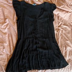 Brand New With Tags Black Sanctuary Dress. In Perfect Condition. Black V-neck Mini Dress In Viscose, Black Rayon Dress For Night Out, Chic Black Viscose Mini Dress, Black Viscose Vacation Dress, Black Casual Viscose Dress, Black Viscose Casual Dress, Black Viscose Dress For Vacation, Black Flowy Viscose Dress, Flowy Black Viscose Dress