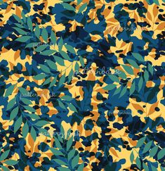 a camouflage camo background with green and yellow leaves