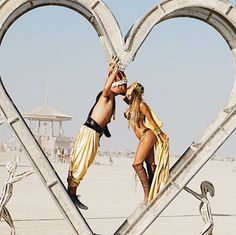 Rave Couple Outfits, Rave Couple, Burner Girls, Love Festival, Heart Sculpture, Festival Outfit Inspiration, Burning Man Costume, Couple Costumes