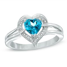 Delight the December-born birthday girl by giving her your heart - wrapped in diamonds and polished sterling silver! This elegant ring features a 6.0mm heart-shaped regal blue topaz at its center. A frame of shimmering diamond accents and polished beading surrounds the gemstone, adding subtle shimmer. Buffed to a brilliant shine, this ring is destined to become a treasured favorite. Custom made to fit her ring size, sterling silver rings cannot be resized after purchase. Sparkly Rings, Sparkly Ring, Diamond Wedding Sets, Her Ring, Peoples Jewellers, Blue Topaz Stone, Citrine Stone, Jewelry Show, Elegant Ring