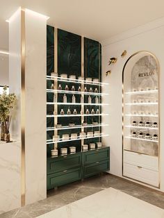 a room filled with lots of bottles and shelves