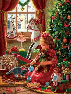 Christmas Tree Cat, Larger Piece Jigsaw Puzzles, Store For Kids, New Year Art, Christmas World, Tree Cat, Christmas Scenery, Christmas Artwork, Time Kids