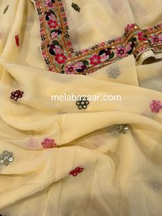 Pale yellow georgette dupatta with colorful embroidered border. Georgette Dupatta, Embroidered Border, Pale Yellow, Dublin, Scarf Wrap, Scarf Accessory, Bathing Beauties, Purses And Bags, Etsy Uk