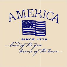 an american flag with the words, since 1876 land of the free because of the brave