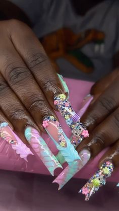 Bling Duck Nails, Wanda And Cosmo, Nail Tech Aesthetic, Cosmo Nails, Duck Nails Acrylic, Curve Nails, Nails Acrylic Long, Exotic Nail Designs, Luxury Nail Salon