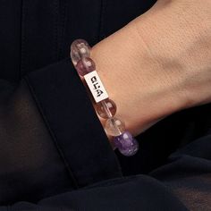 This Kabbalistic bracelet is an unique combination of the 72 name Healing and Super 7 gemstone which is connecting the wearer to health and wellbeing. The Aramaic letters engraving combination works strictly on soul level combined with Super 7 which activates, cleanses, and balances the chakras. Release negative emotions and past patterns and assisting the wearer to reach a place of clarity, focus, creativity and positivity. This Sacred Stone is combining 7 different crystals - Amethyst, Quartz, Silver Spiritual Crystal Bracelet For Friendship, Spiritual Silver Crystal Bracelet For Friendship, Spiritual Name Bracelet With 8mm Beads, Friendship Gemstone Crystal Bracelet, Friendship Crystal Gemstone Bracelet, Crystal Gemstone Friendship Bracelet, Crystal Friendship Bracelet, Super 7 Crystal, 72 Names Of God