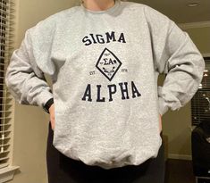 Sigma Alpha Crest crewneck sweatshirt Silly Clothes, Silly Shirt, Things I Need To Buy, Sigma Alpha, Alpha Sigma Alpha, Presents For Friends, Really Cute Outfits, Cute Simple Outfits, Quick Jokes