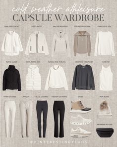 Athleisure Capsule Wardrobe - Pinteresting Plans Scotland Capsule Wardrobe Fall, Outdoor Capsule Wardrobe, Ski Capsule Wardrobe, Camping Capsule Wardrobe, Professional Athleisure Outfits, Gym Capsule Wardrobe, Jacket Capsule Wardrobe, Neutral Wardrobe Outfits, Cute Casual Winter Outfits