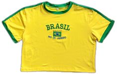 Brasil Shirt Aesthetic, 90s Cropped T-shirt For Streetwear, Brazil Baby Tee, Brazil Tee Shirt, Brazil Vintage Shirt, Baby Tees 90s, Soccer Tees, 90s 2000s, Colorful Crop Tops