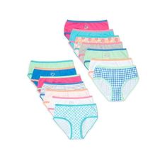 Designed with breathable cotton fabric, Wonder Nations hipster underwear 14-pack includes an assortment of fun prints and patterns shell love. Size: 16.  Color: Blue.  Gender: female.  Age Group: kids. Playful Cotton Bottoms Multi-pack, Playful Multicolor Machine Washable Bottoms, Prints And Patterns, Just My Size, Womens Maternity, Kids Outfits Girls, Blue Outfit, No Show Socks, Blue Gender