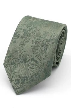 L A Smith Sage Pretty Floral Tie And Hank Set - Accessories Groom Sage Green Tie, Green Wedding Tie, Groom And Groomsmen Attire Sage Green, Green Suit With Tie, Sage Green Tie Wedding, Sage Green Ties Groomsmen, Sage Green Groom Suit, Sage Green Suits For Men, Groomsmen Attire Sage Green