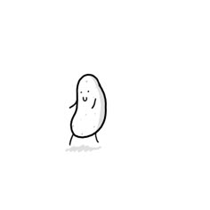 a drawing of a small white object with eyes closed