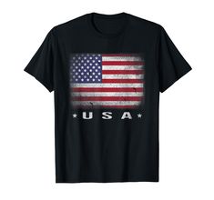 an american flag t - shirt with the word usa written in white letters on it