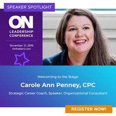 the speaker spotlight banner for carole ann penney, pcc at speaking on leadership conference