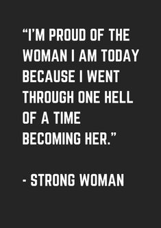 the quote from strong woman on black background