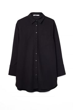 This shirt dress features a mini length, a relaxed oversized fit and a pleat detail on the back. It has a classic collar and a big, open chest pocket. Our shirt dress features single button cuffs and a button closure down the front. Shirt Dress Black, Oversized Shirt Dress, Future Fashion, Black Shirt Dress, Oversized Shirt, Industrial Style, Women Empowerment, Chest Pocket, A Button