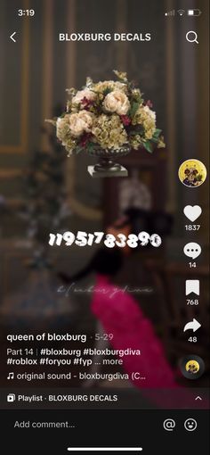 an image of flowers in a vase on the app store's mobile page, with text below it