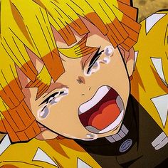 an anime character with blonde hair and blue eyes is making a funny face while looking at the camera