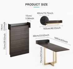 an image of a table with measurements for the top and bottom side, along with other items