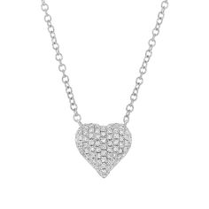 Heart Necklace - Pasha Fine Jewelry Pave Heart Necklace, Metal Necklaces, Heart Necklace, Types Of Metal, Diamond Necklace, Silver Necklace, White Gold, Chain, Silver