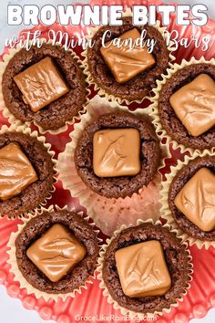 chocolate cupcakes with peanut butter frosting in the middle on a paper plate