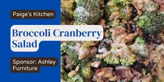 broccoli cranberry salad is shown with text