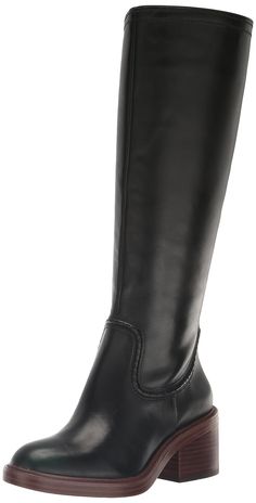 PRICES MAY VARY. Leather Material Boot - Knee Boot Zipper Closure Style Tall Black Boots, Black Knee High Boots Outfit Going Out, Knee High Flat Boots Outfit, Fall Boots Black, Chicago Fits, Dresses With Thigh High Boots, How To Wear Thigh High Boots, Nyc Wardrobe, Black Boots For Women