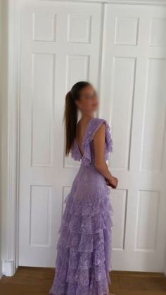 Purple Lace Long Prom Dress Backless Evening Dress Stunning Maxi Dress Puff Sleeve Prom Dresses, 2013 Clothes Aesthetic, Elena Gilbert 60s Dance Outfit, Prom Dresses Winter, Prom Dresses 2023 Flowy, Recital Dress Voice, Tired Prom Dress, Dress With Cover Up Formal, Prom Dresses Tan Skin