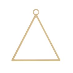 a gold triangle shaped pendant on a white background