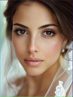 a beautiful woman with brown eyes wearing a veil