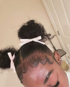 Natrul Hairstyle For Black Women 4c Short, 2 Space Buns Natural Hair, Hairstyles For Natural Hair Black Women, Cute Hairstyles For Natural Hair, Natural Curly Hair Hairstyles, Flat Iron Short Hair, Two Buns