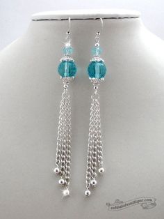 Blue Wedding Jewelry, December Birthstone Jewelry, Beaded Beads, Blue Tassel